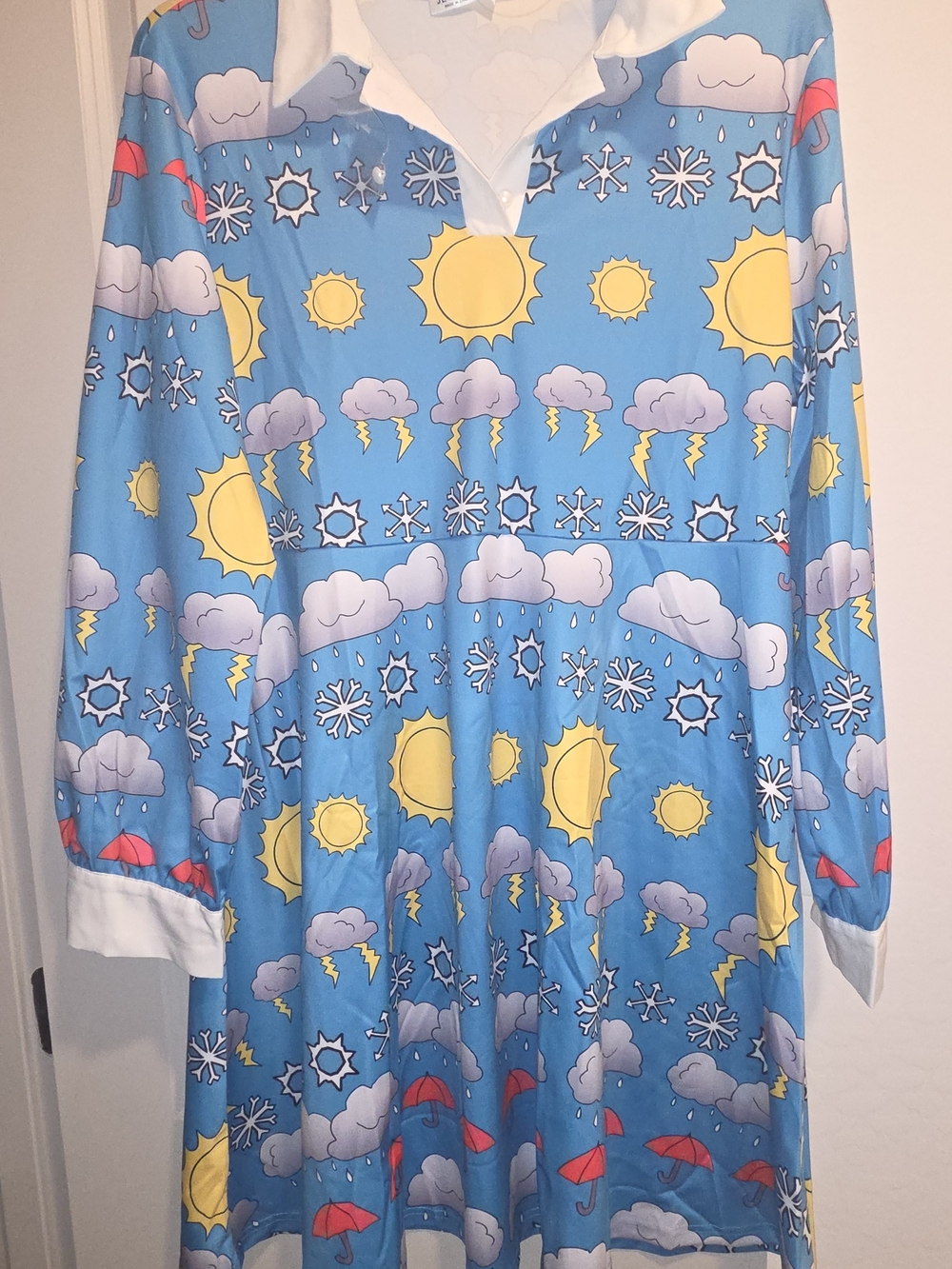 Women's Weather-Print Pajama Dress - Blue